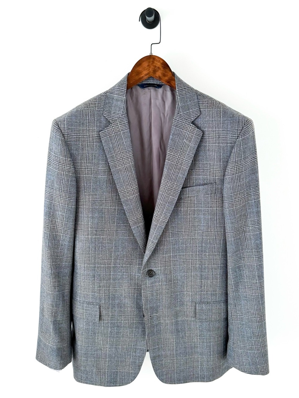 NEW Brooks Brothers Italian Wool Gray Glen Plaid Sport Coat Blue Brown Regent 42